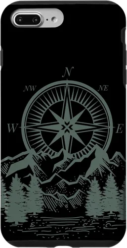 Vista 12 de iPhone 16 Compass Nautical Aesthetic Tree Mountains Landsacpe Case