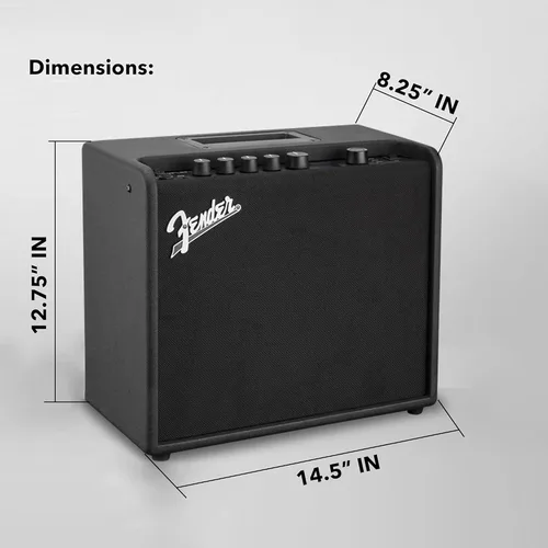 Vista 8 de Fender Mustang LT25 - Amplificador combinado de guitarra con cable y paquete exclusivo de púas de 12 piezas de Austin Bazaar