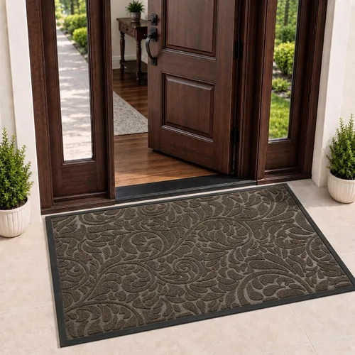 Vista 35 de Yimobra Tapete para puerta de entrada exterior, 29.5 x 17 pulgadas, impermeable, resistente, para puerta delantera, tapete antideslizante resistente