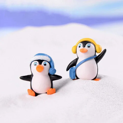 Vista 7 de Figuras de pingüino lindas, juego de 4 figuras de pingüino, decoración de pastel y decoración de jardín de hadas