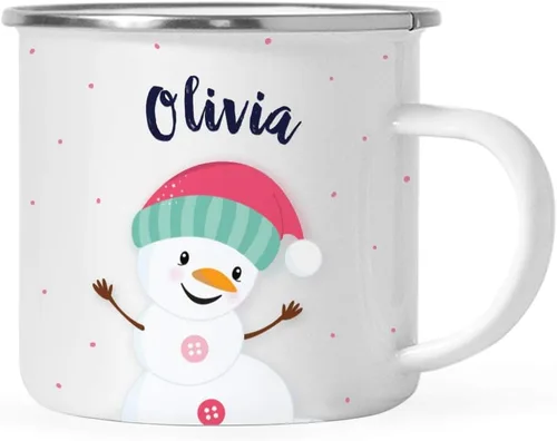 Vista 14 de Andaz Press Taza de café de acero inoxidable con nombre personalizado de 11 onzas para niños, diseño de búho azul festivo, 1 paquete, taza