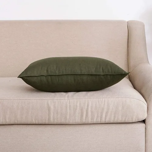 Vista 163 de Jeanerlor Funda de almohada decorativa de lino y algodón sólido de 18 x 18 pulgadas con cremallera, funda de cojín europea, funda de almohada