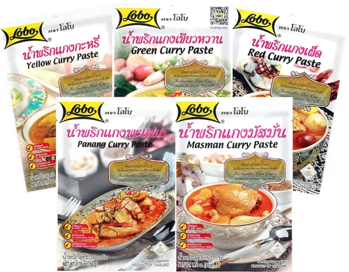 Vista 6 de Lobo Masaman - Pasta de curry sin MSG, sin conservantes, sin colores artificiales (paquete de 3)