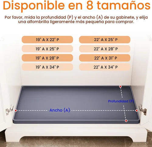 Vista 5 de FLATO Tapete impermeable para debajo del fregadero de 19 x 19 pulgadas, forro para estante de cocina y baño, protector de gabinete, organizadores