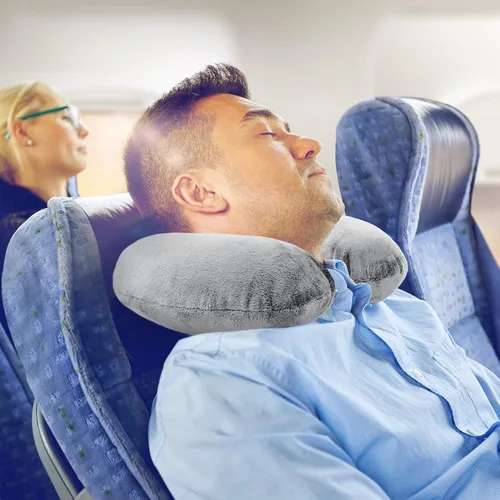 Vista 9 de Almohada de viaje para el cuello lavable, cómoda espuma viscoelástica, accesorios de viaje en avión, esenciales para el cuello plano, almohada