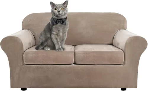 Vista 33 de ShowyLive Fundas para silla de sala de estar, funda elástica para sillón de felpa de terciopelo con 1 cojín separado, protector elástico de muebles