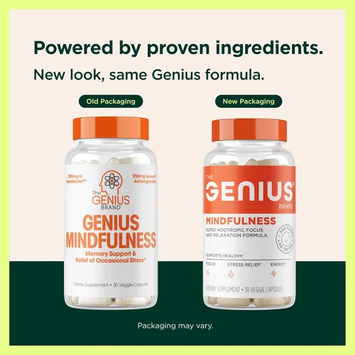 Vista 4 de The Genius Brand Genius Mindfulness - Suplemento para la salud cerebral - Apoya una mentalidad saludable - Apoyo a la calma, energía, memoria