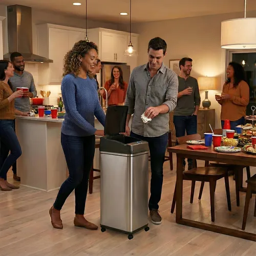 Vista 2 de iTouchless - Cubo de basura para cocina de 13 galones, con sensor, con ruedas