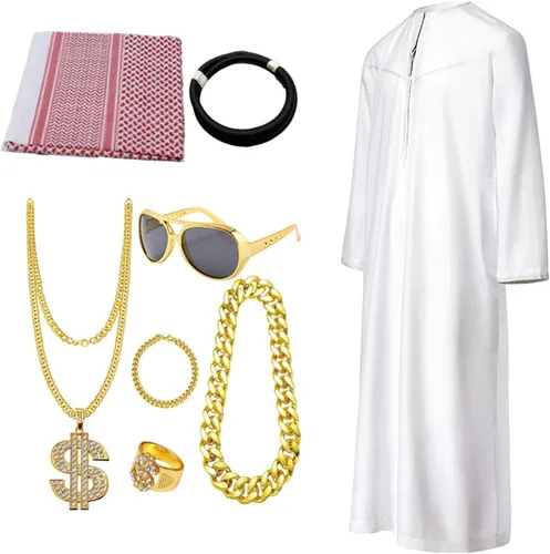 Vista 9 de Disfraz de Sheikh para hombre, accesorios de cosplay 56 (L)