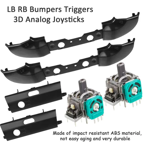 Vista 4 de 31 Pieces Replacement Game Controller Kit Thumbsticks Grips Cover Joystick LB RB Bumpers Triggers ABXY Buttons Headphone Jack Plug Port Screwdriver