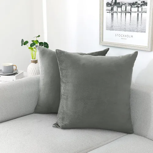 Vista 20 de NiNi ALL - Fundas de almohada decorativas de terciopelo 30x30 cm, paquete de 2 unidades, color azul bebé, suaves para sofá, dormitorio, sala