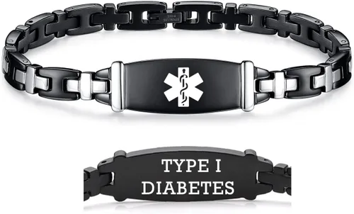 Vista 83 de LinnaLove Lady Medical Alert - Pulseras médicas de acero inoxidable para mujer, 7.5 pulgadas