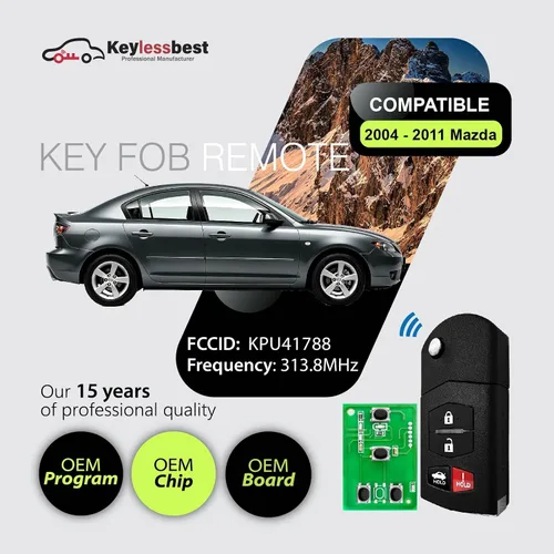 Vista 2 de Repuesto para Mazda 3 6 Hatchback Sedan Wagon Miata MX-5 RX-8 Control remoto KPU41788 4 Botones 315MHz