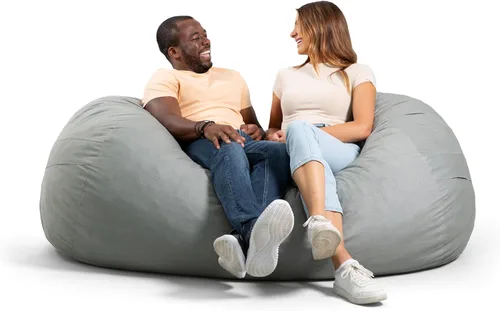 Vista 64 de Big Joe Fuf Silla Puf de Espuma de 5 Pies de Tamaño Extra Grande con Funda Extraíble para Niños, Adolescentes, Adultos, Onyx Lenox, Poliéster Tejido
