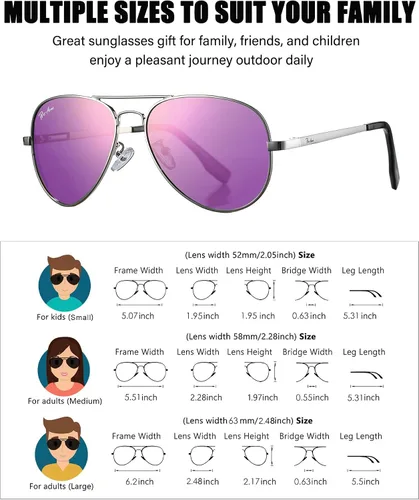 Vista 6 de Pro Acme Gafas de sol clásicas polarizadas estilo aviador, 100% protección UV, 52 mm 58 mm 63 mm