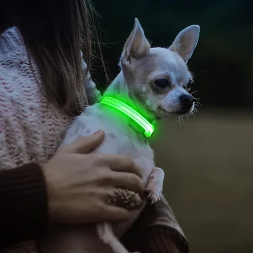 Vista 6 de Collares de perro con luz Visinite para perros pequeños, collar de perro LED recargable, collar de perro iluminado totalmente ajustable, collares