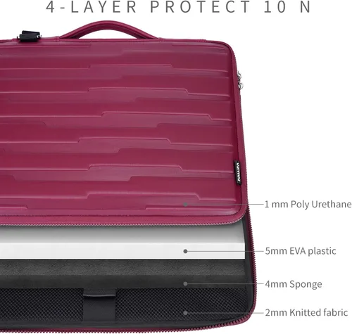 Vista 5 de DOMISO Fundas de 17.3 pulgadas adaptadas para computadoras, resistente al agua, a prueba de golpes, con asa y bolsa de accesorios, compatible
