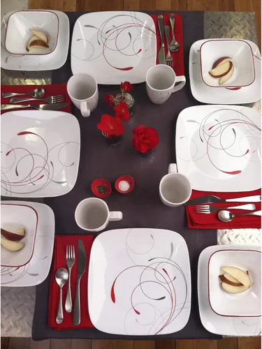 Vista 6 de Corelle juego de vajilla cuadrada/redonda de 16 piezas, Splendor, Esplendor