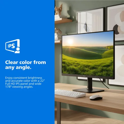 Vista 2 de Philips Monitor de computadora 22E2N1100 de 22 pulgadas, pantalla IPS Full HD 1920 x 1080, frecuencia de actualización de 120 Hz, MPRT de 1 ms