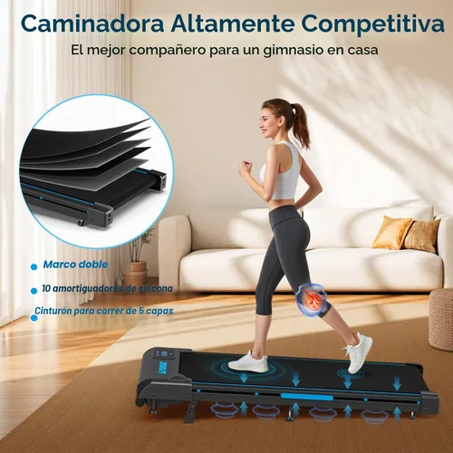 Vista 6 de Walking Pad, FOUSAE 6.2MPH Under Desk Walking Pad with 10% Incline, Treadmills for Home with Double Frame, 2.75HP Brushless Drive Treadmill, 12 HIIT