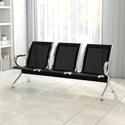 Vista 9 de KINTNESS Silla de recepción de espera - Bancos de sala de espera, silla de oficina, sillas de sala de espera resistentes con brazos de 3 asientos