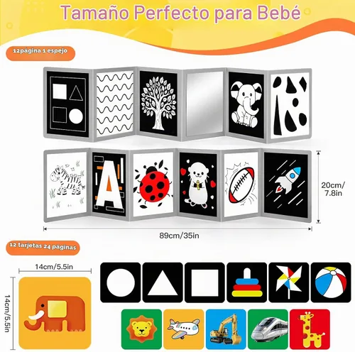 Vista 7 de Libro de bebé de alto contraste, 12 tarjetas flash y espejo