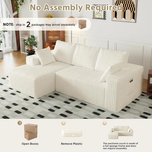 Vista 7 de Cloud - Sofá modular en forma de L con asiento profundo, de espuma viscoelástica comprimida de 3 plazas para sala de estar, sofá modular