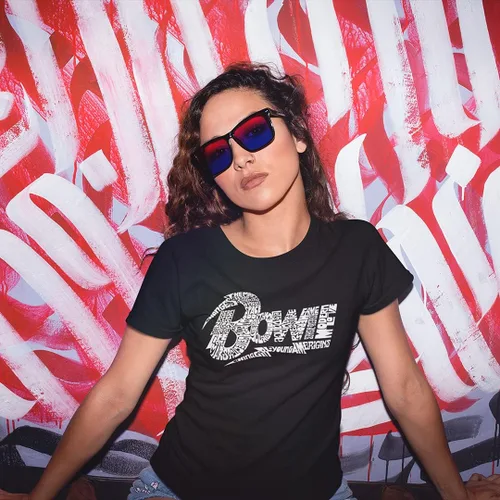 Vista 4 de LA POP ART Womens Word Art T-Shirt - David Bowie Logo