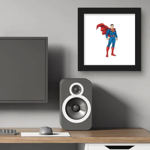 Vista 5 de Trends International Gallery Pops DC Comics Superman - Póster artístico de pared con pose de héroe, 12 x 12 pulgadas, versión enmarcada en negro