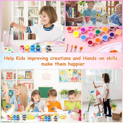 Vista 6 de Juego de 2 mini pintura acrílica, 12 colores, tiras de pintura acrílica para adultos, kit de pintura de 28 piezas, almacenamiento de tiras