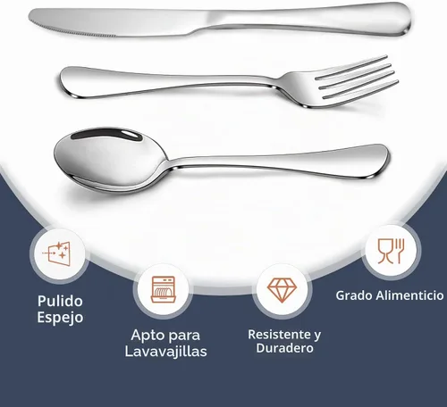 Vista 3 de 24-Piece Silverware Set, Flatware Set for 8, Food-Grade Stainless Steel Tableware Cutlery Set, Mirror Finished Utensil Sets for Home Restaurant