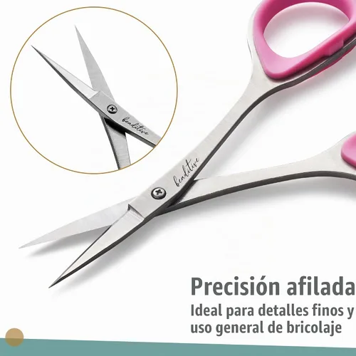Vista 3 de Beaditive Juego de tijeras de costura y bordado (2 piezas) curvadas y rectas, afiladas, de acero inoxidable Puntas de precisión, mango ergonómico
