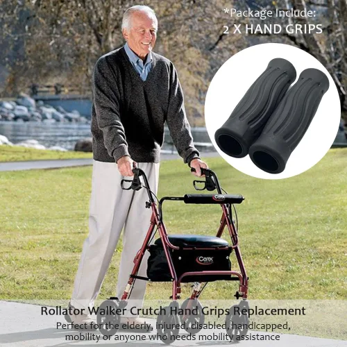 Vista 4 de Rollator Hand Grips Replacement for Elderly & Disabled - Rolling Walker Handle Cushions Compatible with 0.9"-0.95" ID Handle, 2 Pcs