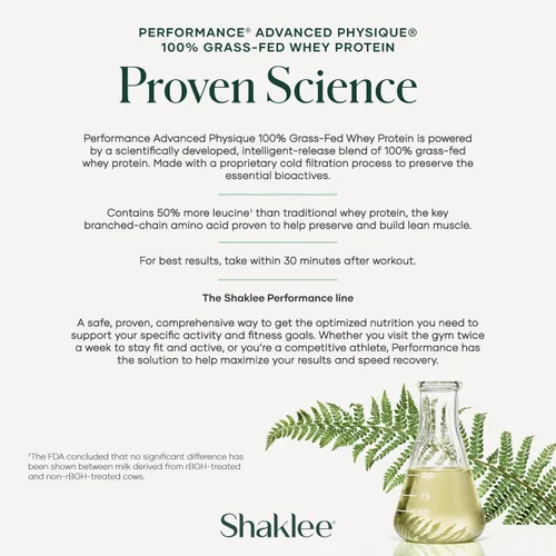Vista 6 de Shaklee - Performance Advanced Physique 100% proteína de suero alimentada con pasto: fórmula de absorción rápida - 0.71 oz de proteína 110 calorías