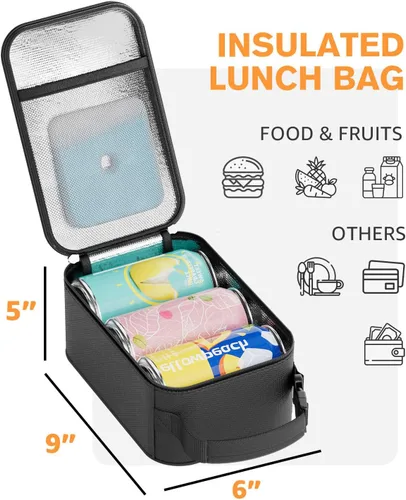 Vista 3 de HowFly Pequeña bolsa de merienda aislada para niños - Lonchera para mujeres/hombres - Bolsas de almuerzo enfriadoras plegables y reutilizables