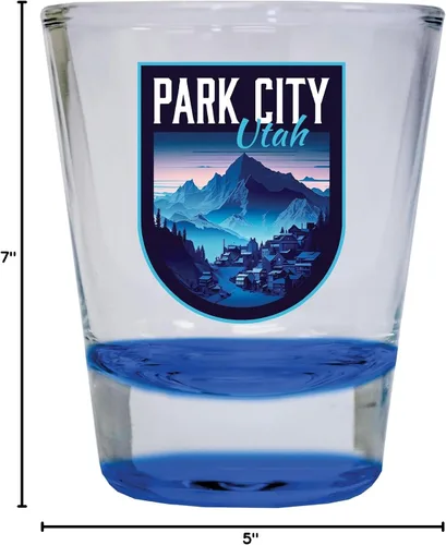 Vista 3 de Park City Utah Souvenir - Vaso de chupito redondo de 1.5 onzas, color azul A