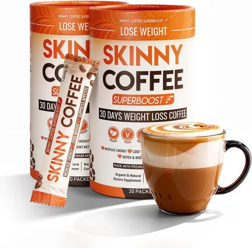 Vista 6 de Skinny Coffee Super Boost - Café para perder peso, quemador de grasa del vientre para mujeres y hombres, keto vegano sin azúcar, reduce