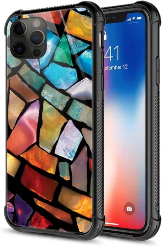 Vista 9 de ZHEGAILIAN Funda compatible con iPhone 13, fundas de cristal de color caballo de baile, parte trasera de vidrio templado+funda protectora