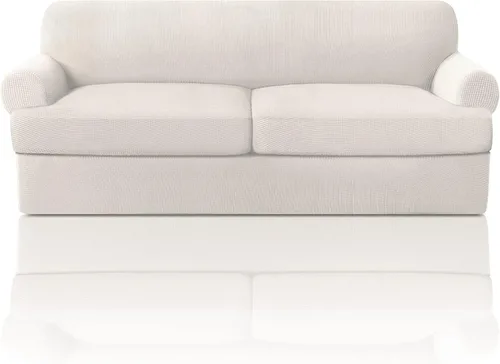 Vista 64 de PrinceDeco Fundas elásticas para sillón de 2 piezas, fundas de sofá para sillas con cojines en forma de T, fundas suaves para muebles con 1 funda