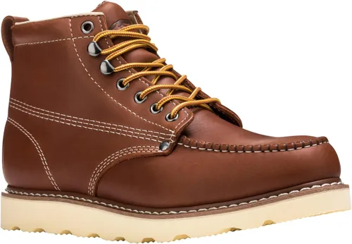 Vista 12 de Golden Fox Botas de trabajo de 6 pulgadas para hombre, con cuña y puntera tipo mocasín, cómodas para la construcción Brun-M6