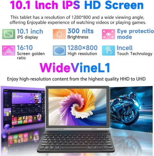 Vista 7 de DIGITHINK Tablet PC de 128 GB 10 pulgadas Android 15.0, tabletas Android, DDR4 4 GB RAM+16 GB Extend 20GB ROM 128GB Memoria 2MP+8MP Dual Camera