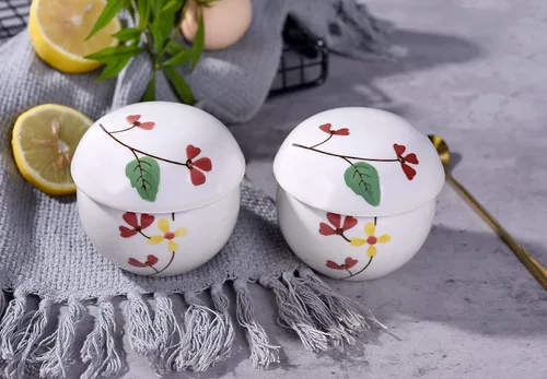 Vista 10 de Cinf Juego de 2 ollas japonesas de 6 onzas con tapa para cocina de vapor, cuencos de cerámica para sopa, tazones para crema de huevo y verduras