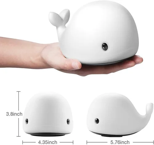 Vista 7 de OURRY Linda luz nocturna de ballena para niños, luz nocturna Kawaii para bebé con 7 colores LED cambiantes, control táctil, lámpara nocturna suave