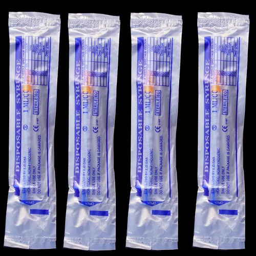 Vista 7 de Paquete de 25 jeringas de plástico de 1ml/cc con 25 Ga y tapa, envueltas individualmente selladas, para laboratorios científicos, medición
