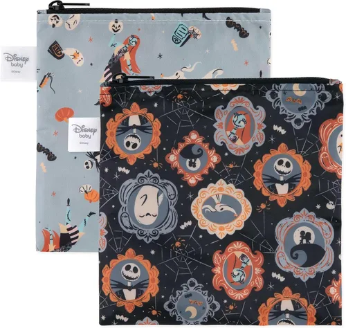Vista 28 de Bumkins - Bolsas reutilizables para snacks, para almuerzo escolar de niños y porciones para adultos, tela lavable, bolsa con cierre de tela