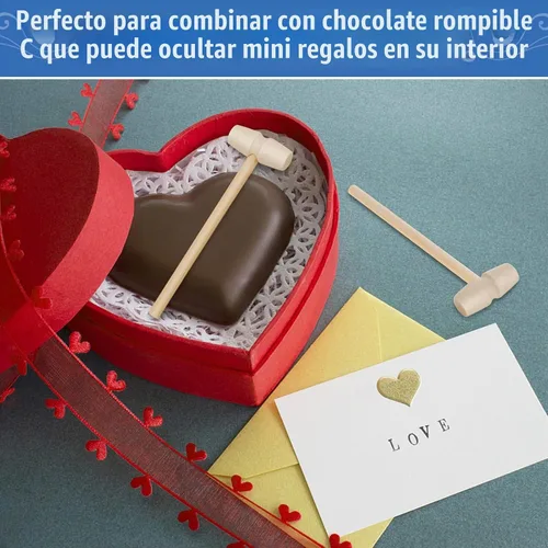 Vista 9 de Caffox Mini martillos de madera para chocolate, 30 mazos de madera pequeños para corazón de chocolate rompible, manualidades y accesorios de juego