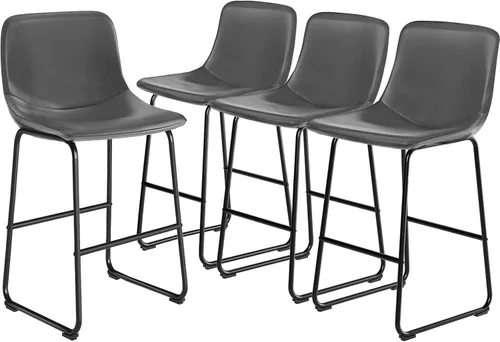 Vista 32 de TAVR Furniture Leathaire - Juego de 2 taburetes de tela con altura de mostrador, sillas de isla sin brazos, con capacidad para hasta 500 libras