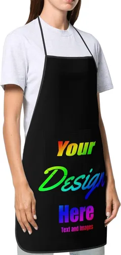 Vista 4 de Delantales personalizados, delantal personalizado con texto en imagen para hombres y mujeres, delantal de chef de cocina personalizado