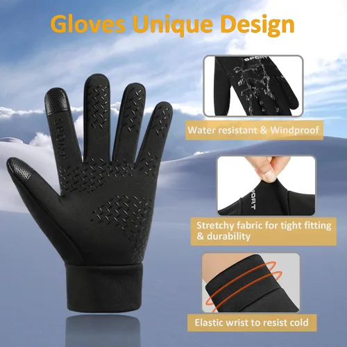 Vista 4 de CRAZY SHARK Guantes cálidos de invierno, impermeables, resistentes al viento, guantes térmicos para hombres y mujeres, guantes antideslizantes