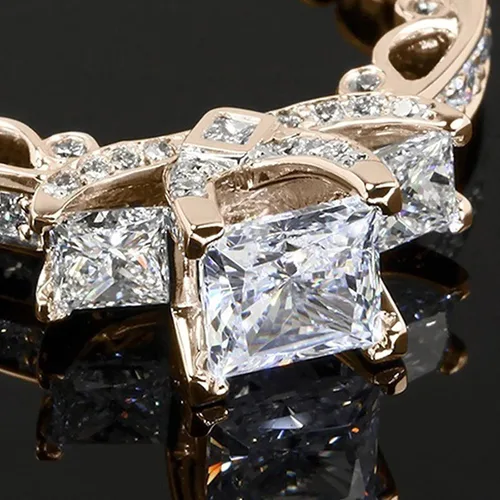 Vista 5 de Anillo de diamantes de imitación de corte cojín para mujer anillo de circonita de compromiso anillo de boda con circonita cúbica acero inoxidable